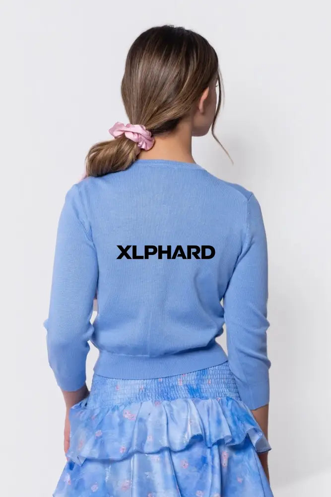 3/4 Sleeve Knit Cardigan (Blue) - Top