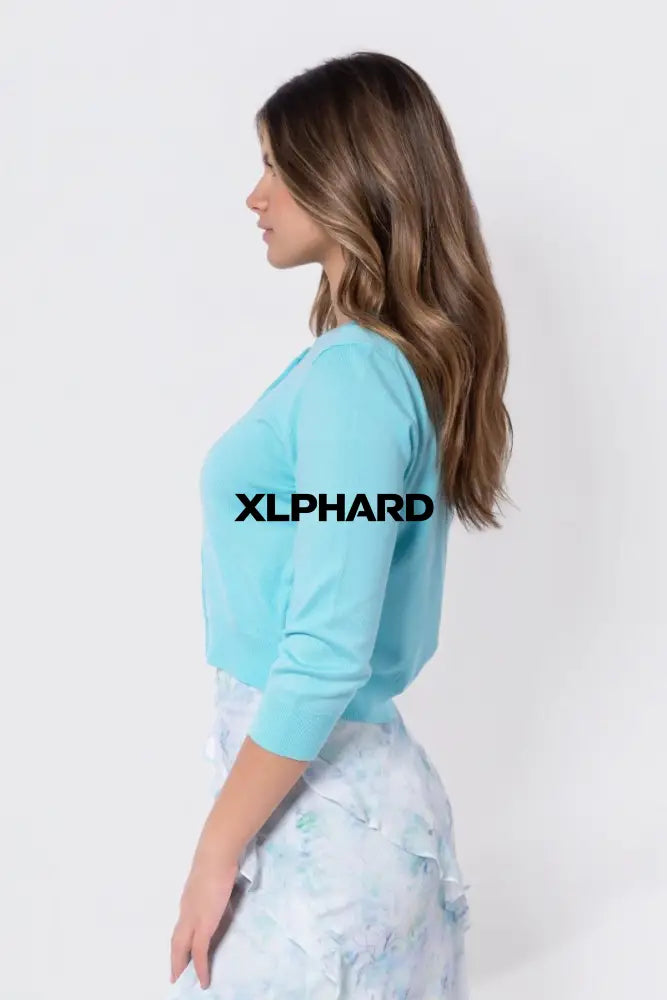 3/4 Sleeve Knit Cardigan (Mint) - Top