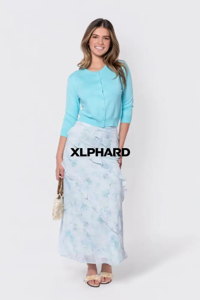 3/4 Sleeve Knit Cardigan (Mint) - Top