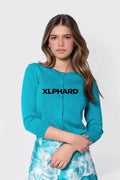 3/4 Sleeve Knit Cardigan (Teal Green) - Top