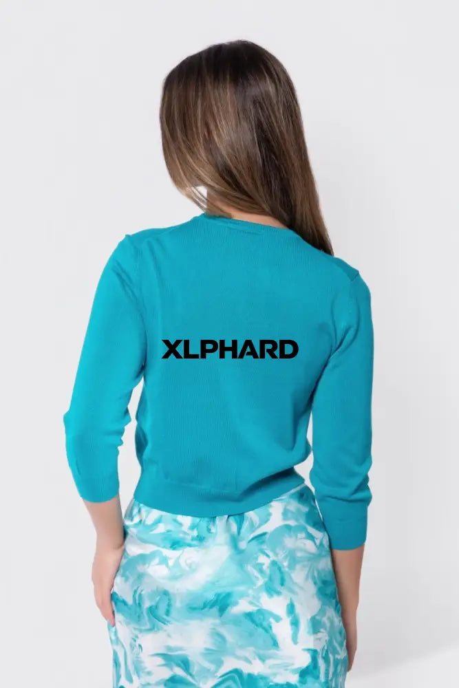 3/4 Sleeve Knit Cardigan (Teal Green) - Top