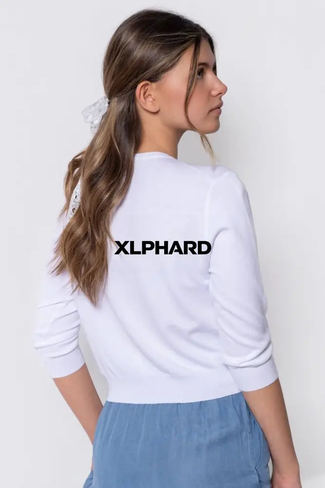 3/4 Sleeve Knit Cardigan (White) - Top