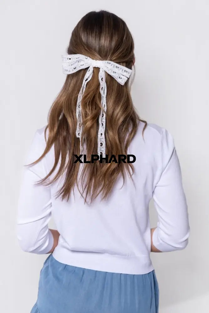 3/4 Sleeve Knit Cardigan (White) - Top