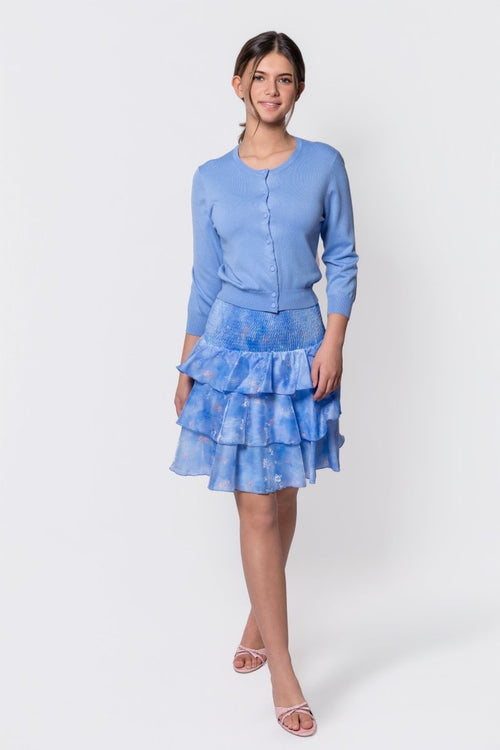 3/4 Sleeve Knit Cardigan (Blue)