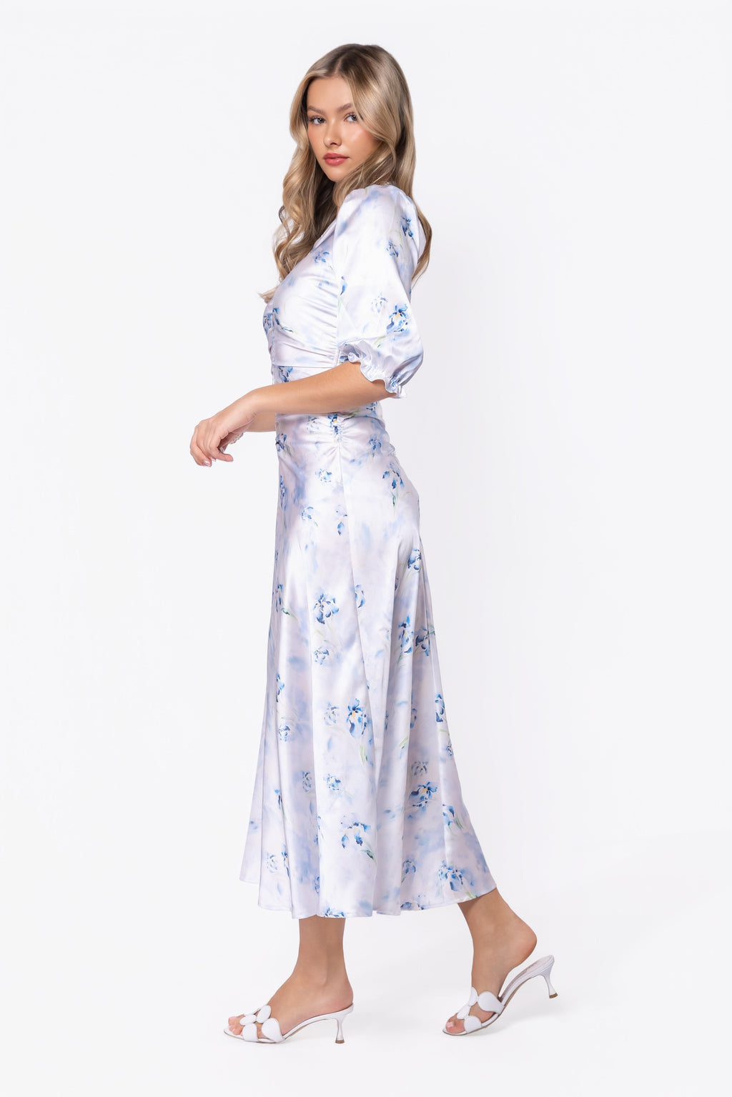 Audrey Dress Short Sleeve (White/Blue)