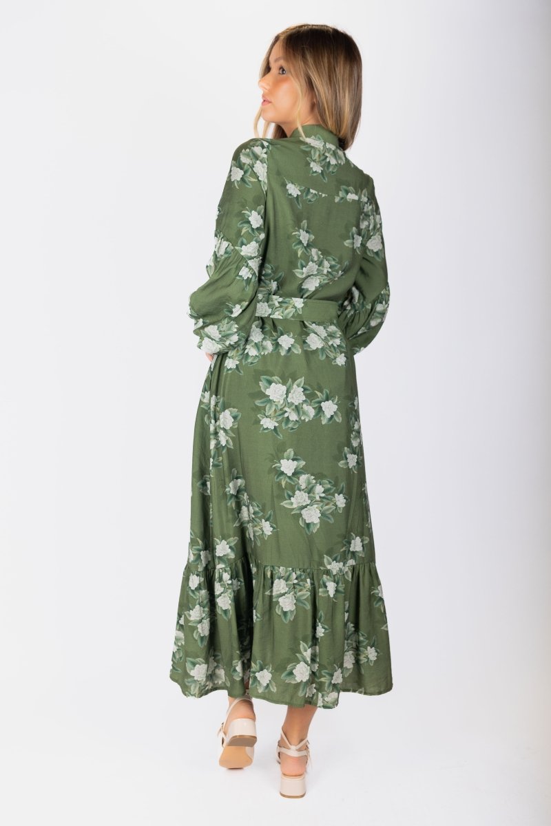 Alice Dress Long Sleeve 53" (Green Ground)