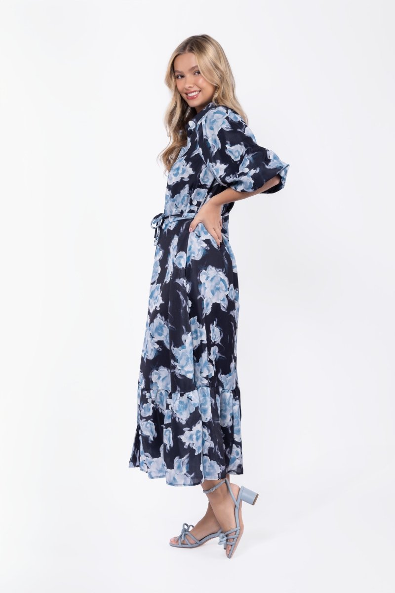 Alice Dress Short Sleeve 53" (Black Flower)
