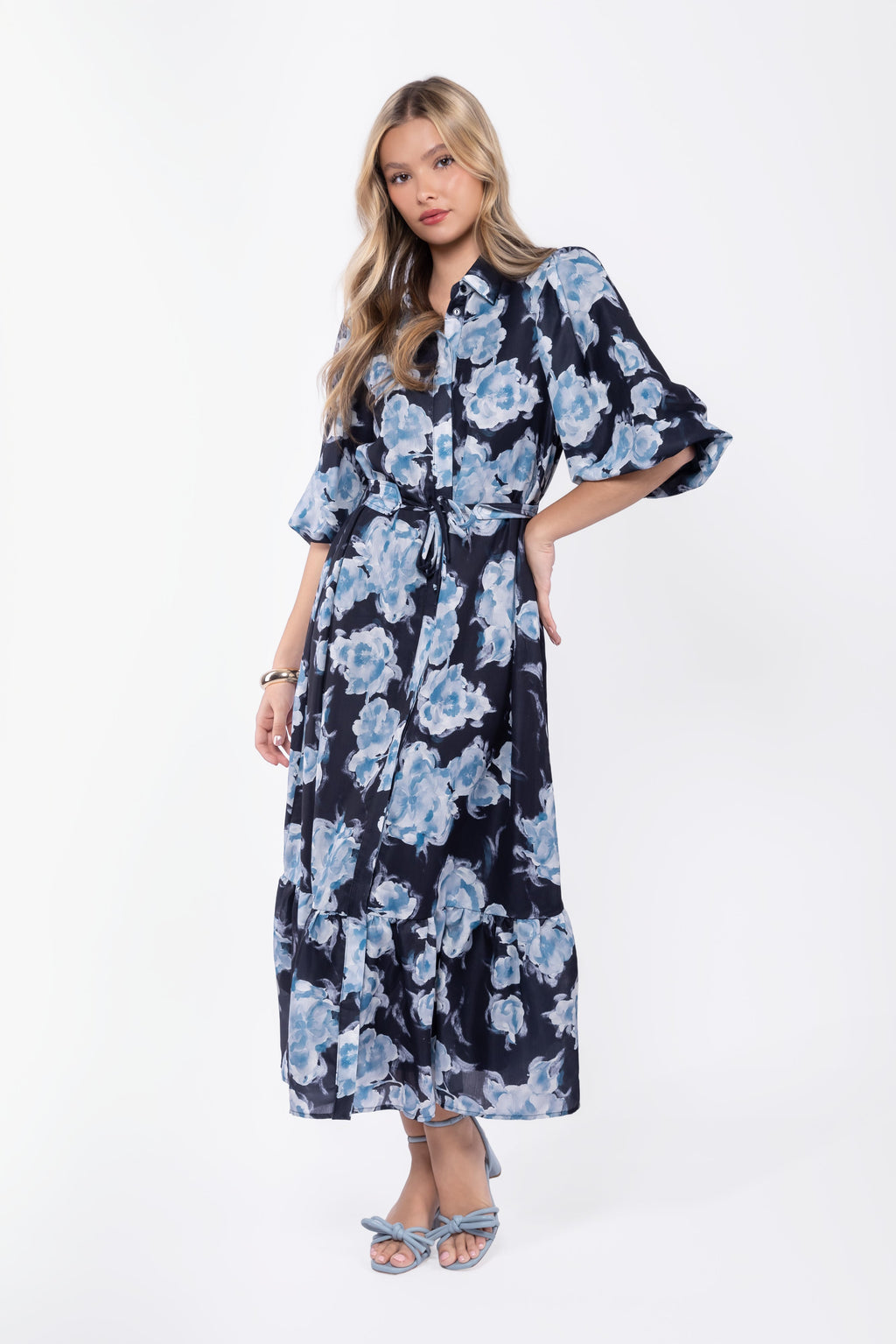 Alice Dress Short Sleeve 53" (Black Flower)
