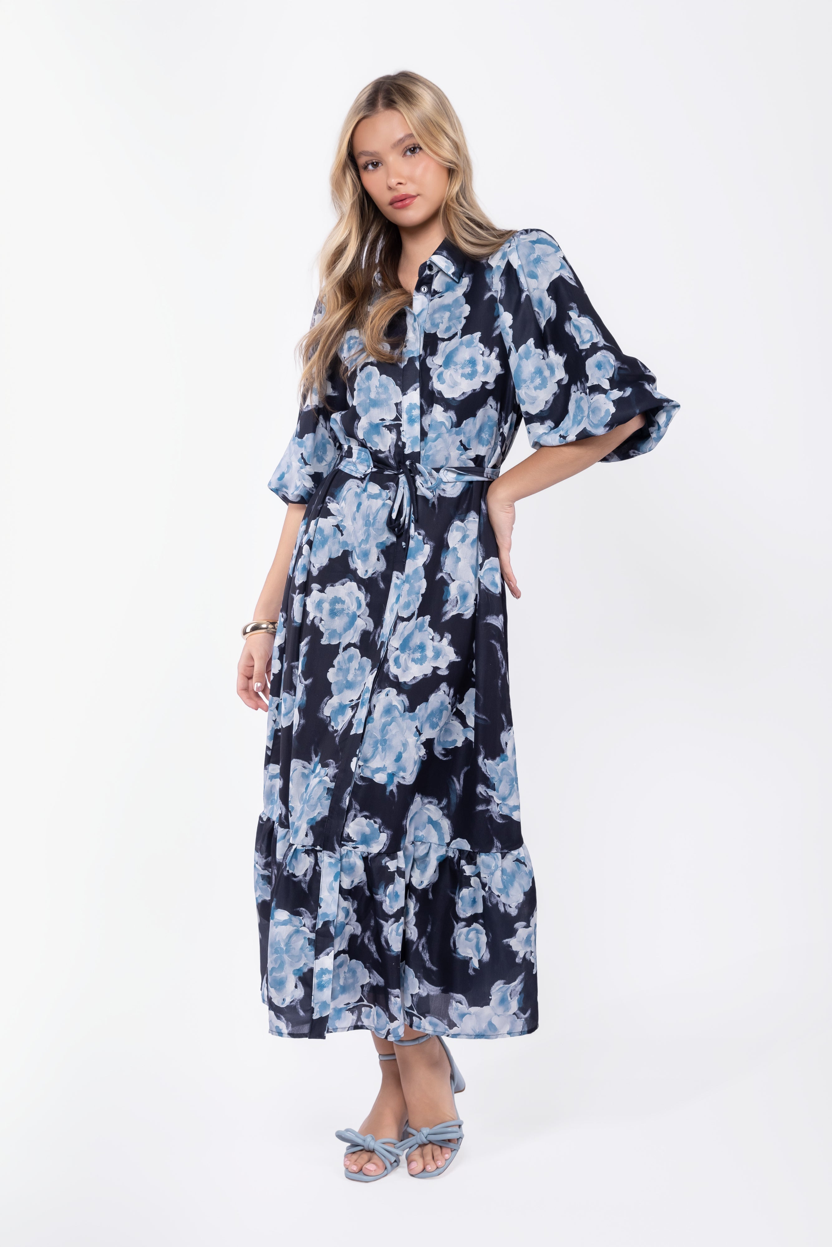 Alice Dress Short Sleeve 53" (Black Flower)