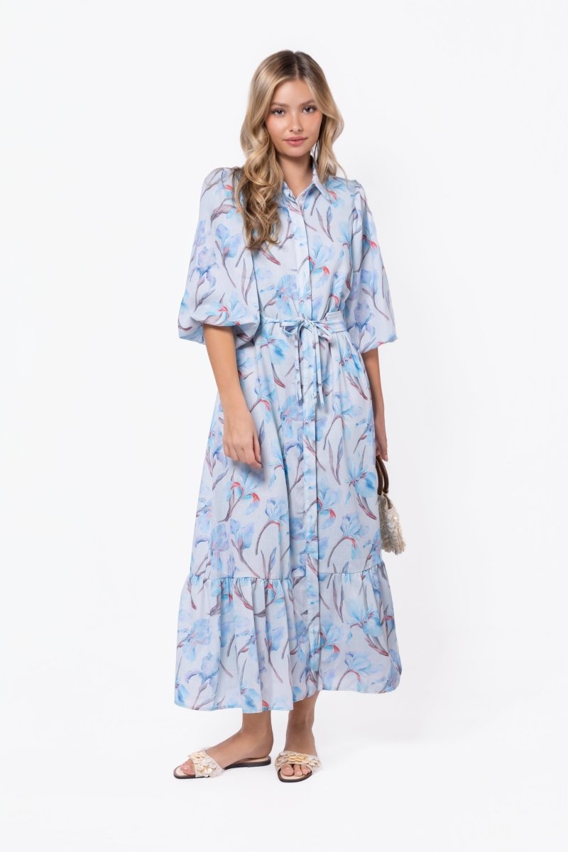 Alice Dress Short Sleeve (Blue Flower)