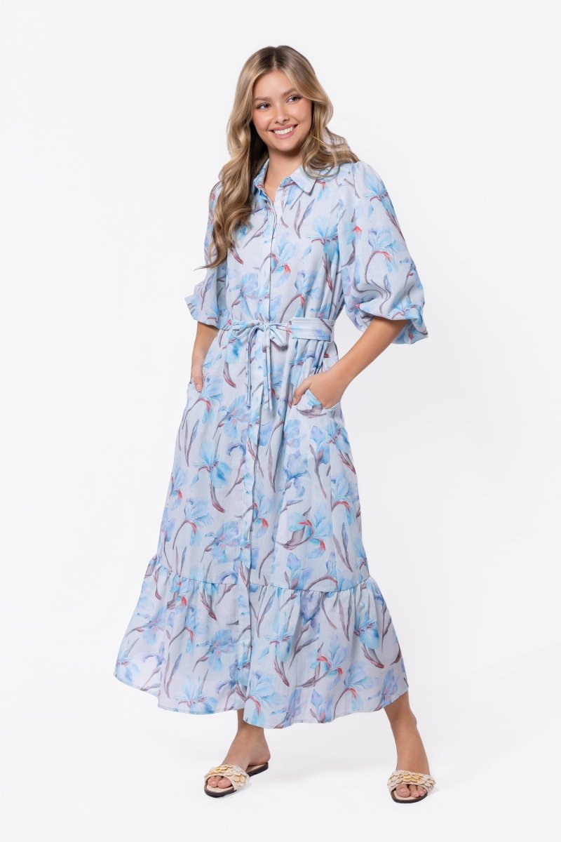 Alice Dress Short Sleeve (Blue Flower)