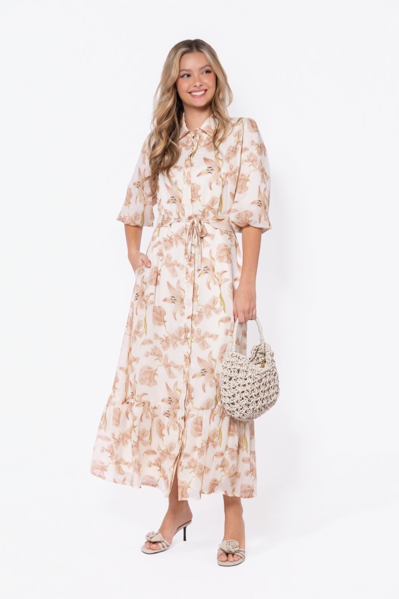 Alice Dress Short Sleeve (Ivory Khaki)