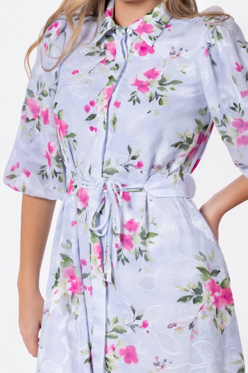 Alice Dress Short Sleeve (Light Blue Flower)