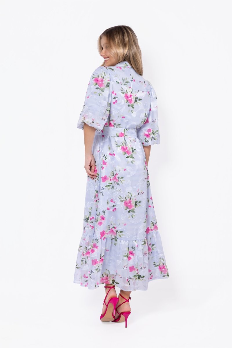 Alice Dress Short Sleeve (Light Blue Flower)