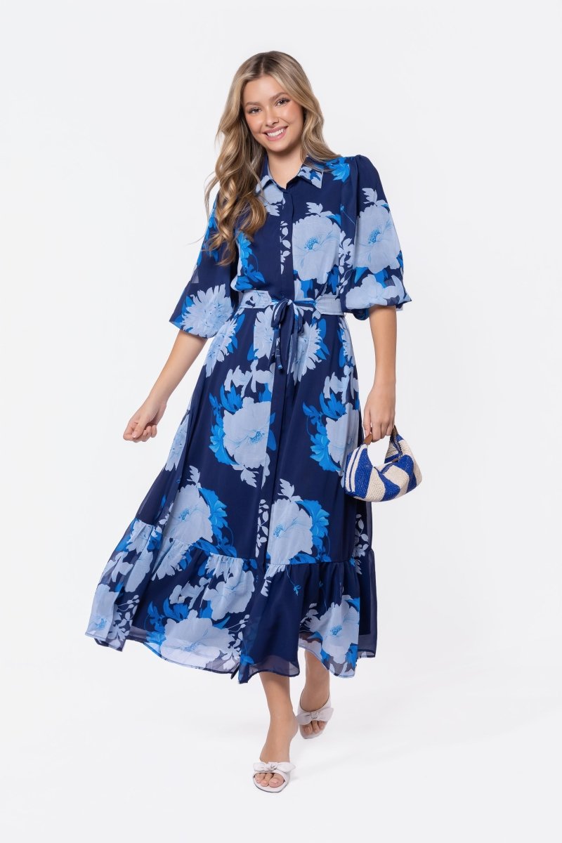 Alice Dress Short Sleeve (Navy/Teal)
