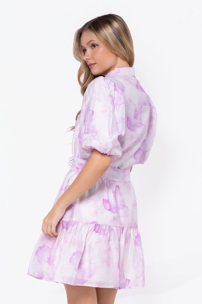 Allie Dress Short Sleeve 37" (White/Pink)