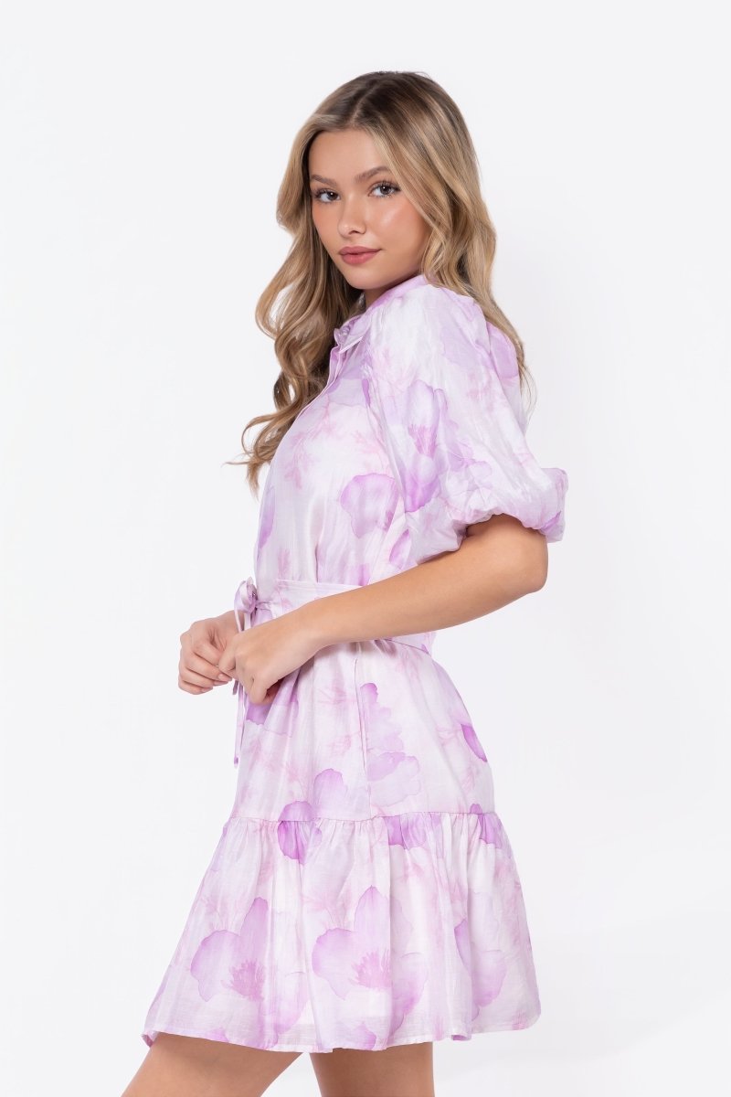 Allie Dress Short Sleeve 37" (White/Pink)