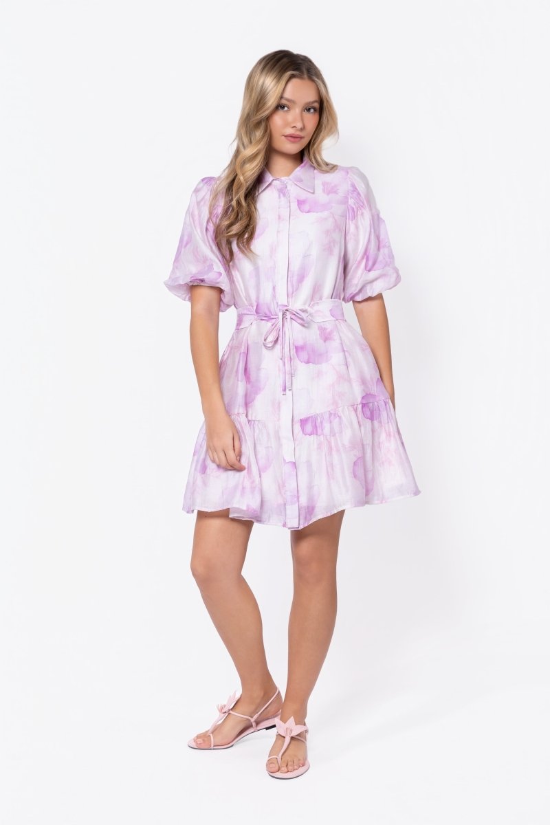Allie Dress Short Sleeve 37" (White/Pink)