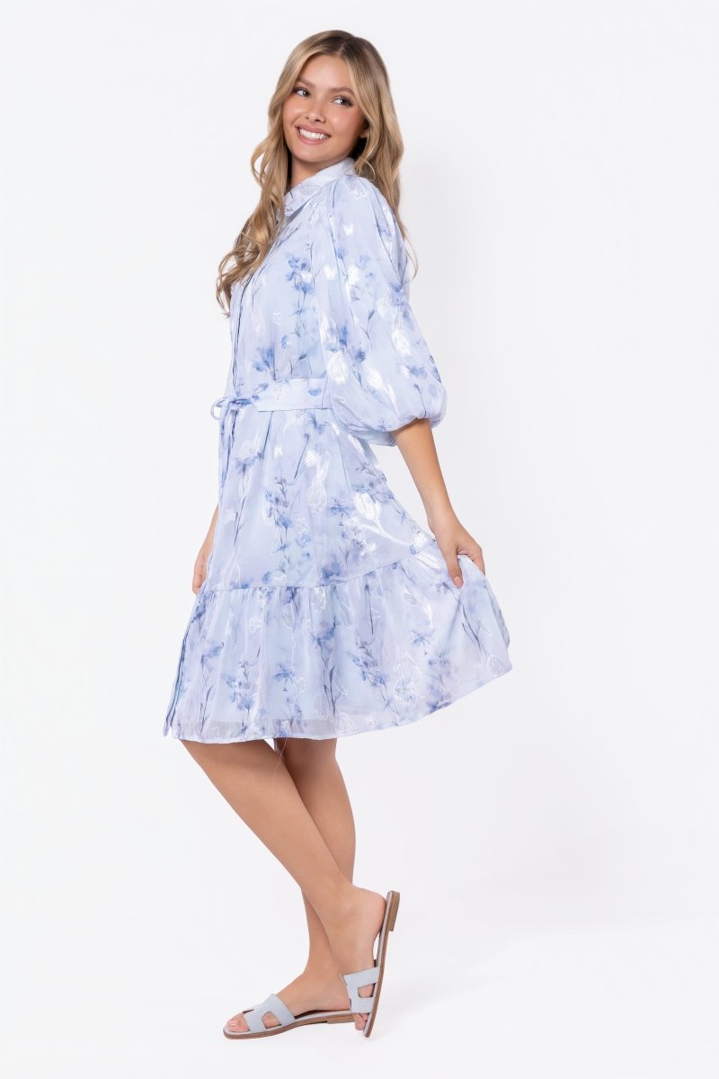 Allie Dress Short Sleeve 41" (Blue Flower)