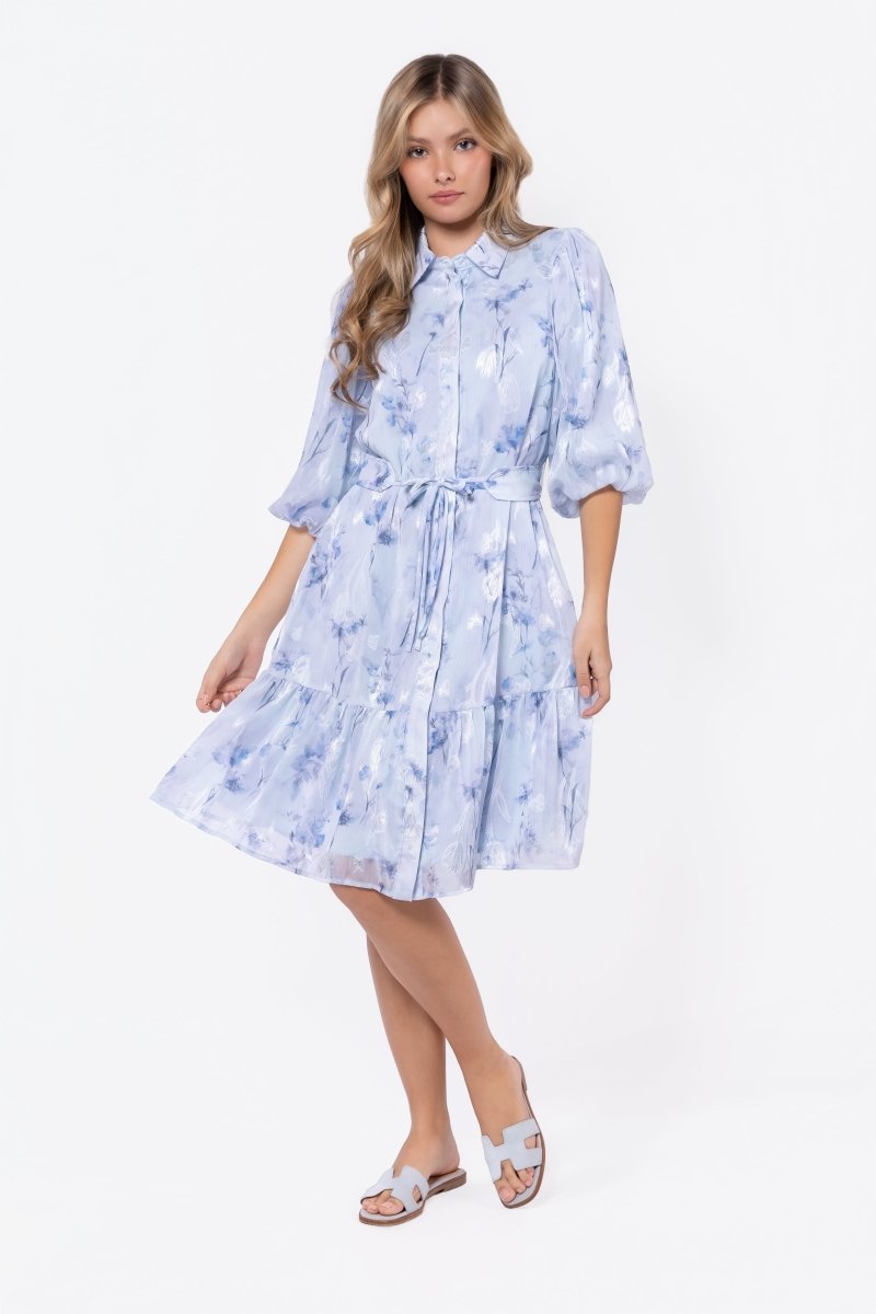 Allie Dress Short Sleeve 41" (Blue Flower)