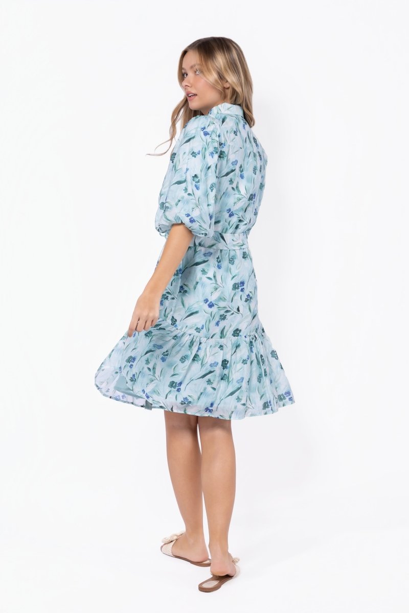 Allie Dress Short Sleeve 41" (Green Flower)