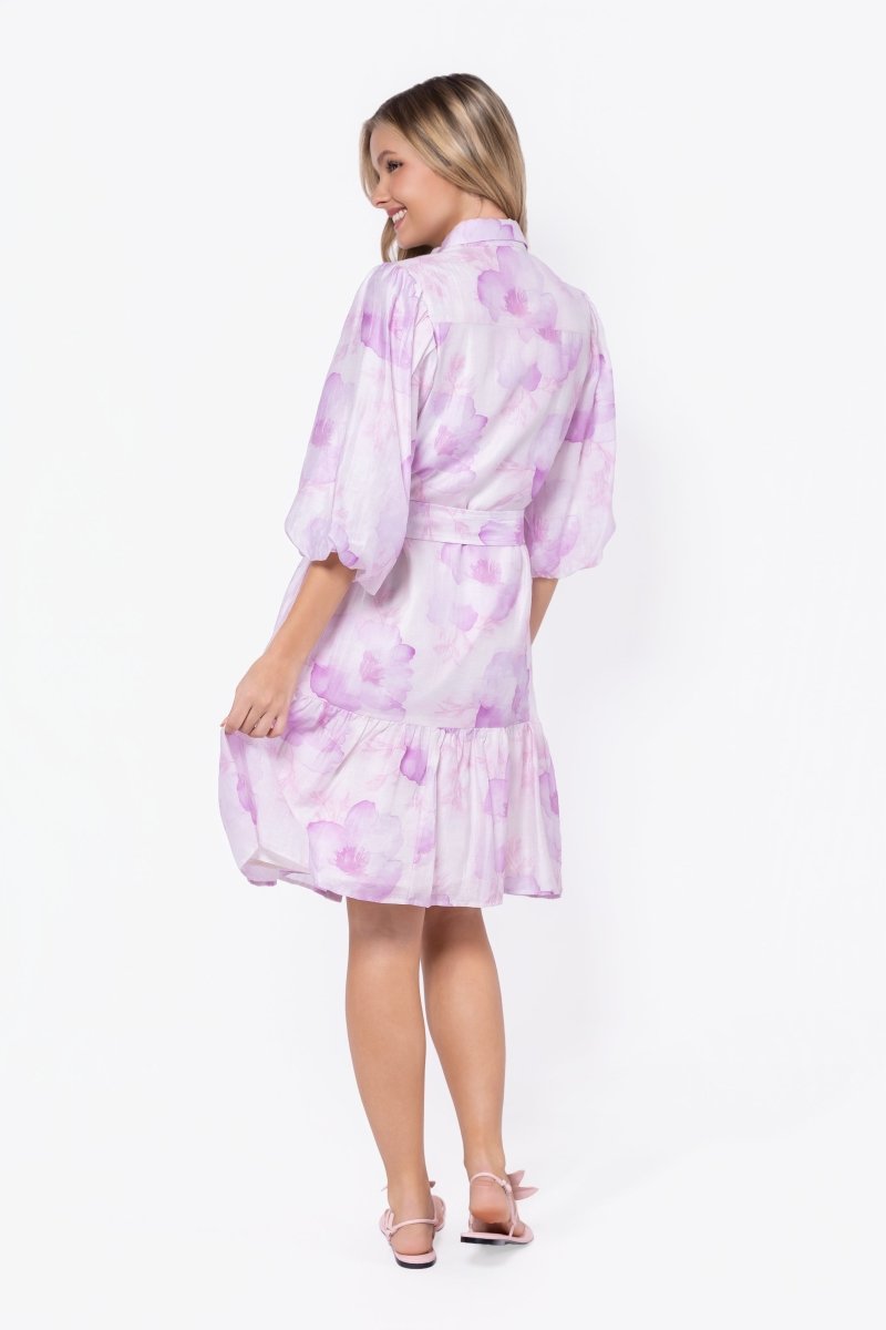 Allie Dress Short Sleeve 41" (White/Pink)