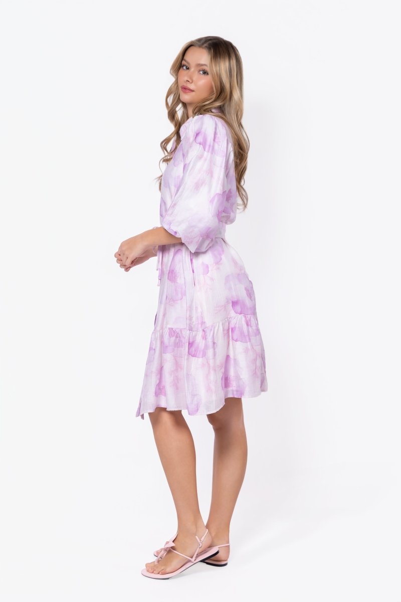 Allie Dress Short Sleeve 41" (White/Pink)