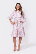 Allie Dress Short Sleeve 42" (Ivory/Purple)