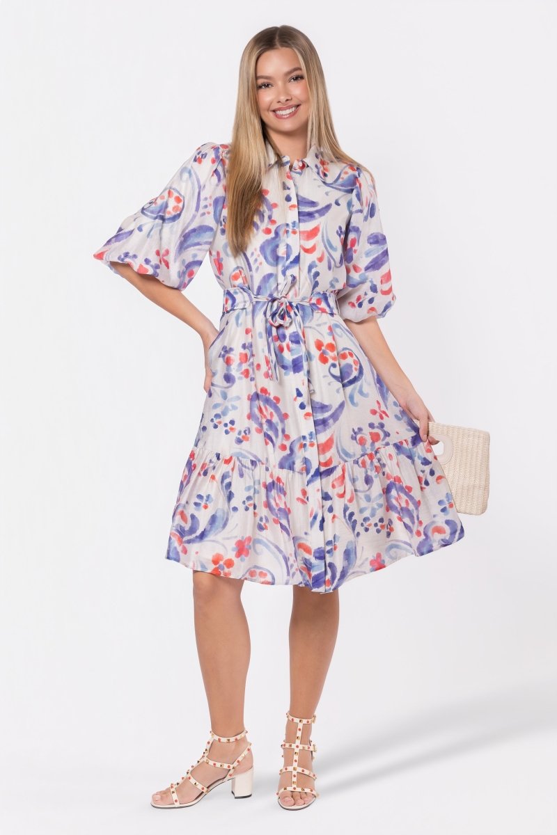 Allie Dress Short Sleeve 42" (Purple/Red)