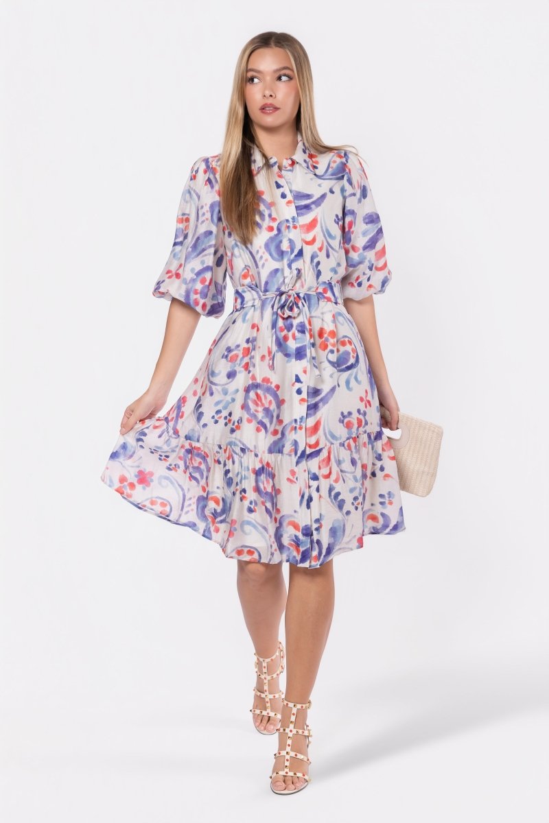 Allie Dress Short Sleeve 42" (Purple/Red)