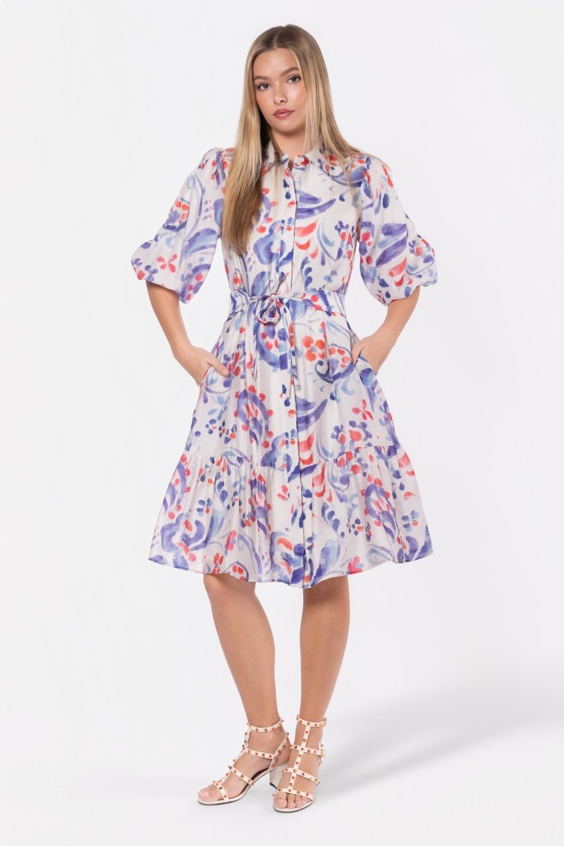 Allie Dress Short Sleeve 42" (Purple/Red)
