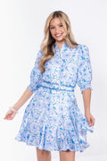 Analia Dress 36" (Blue Flower)