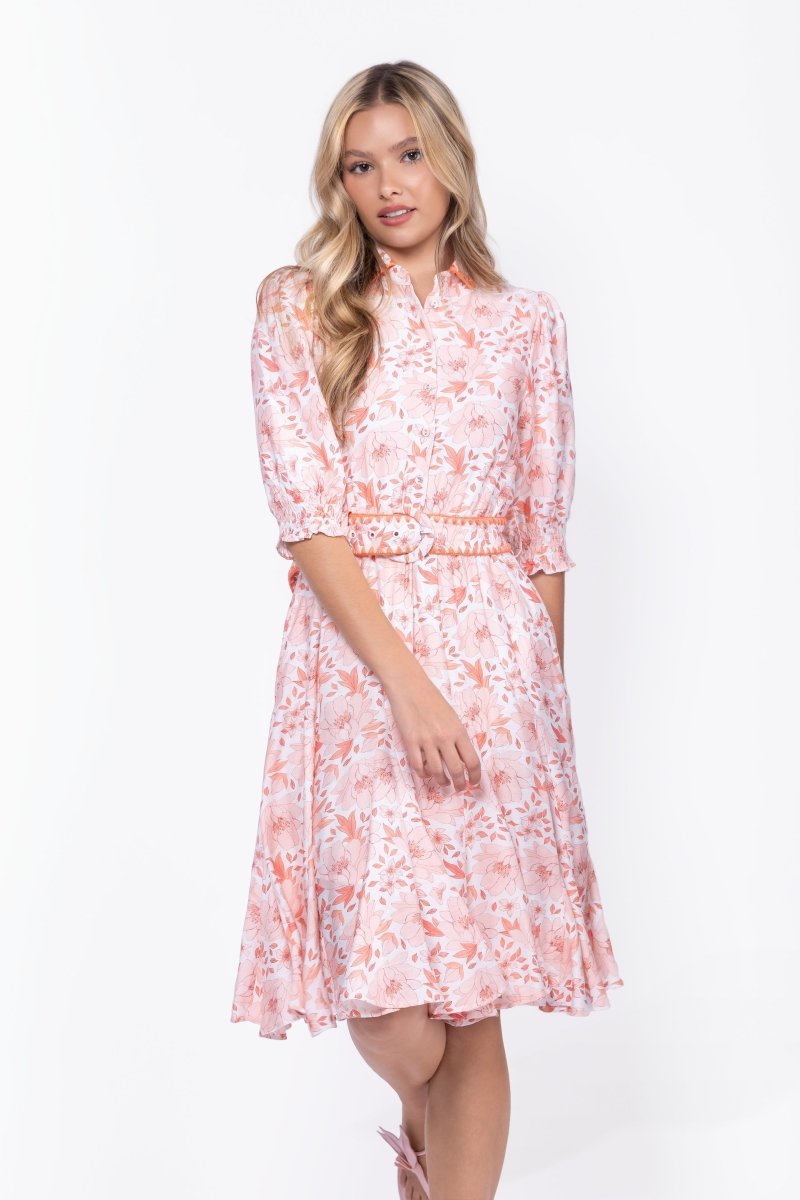 Analia Dress 41" (Peach Flower)