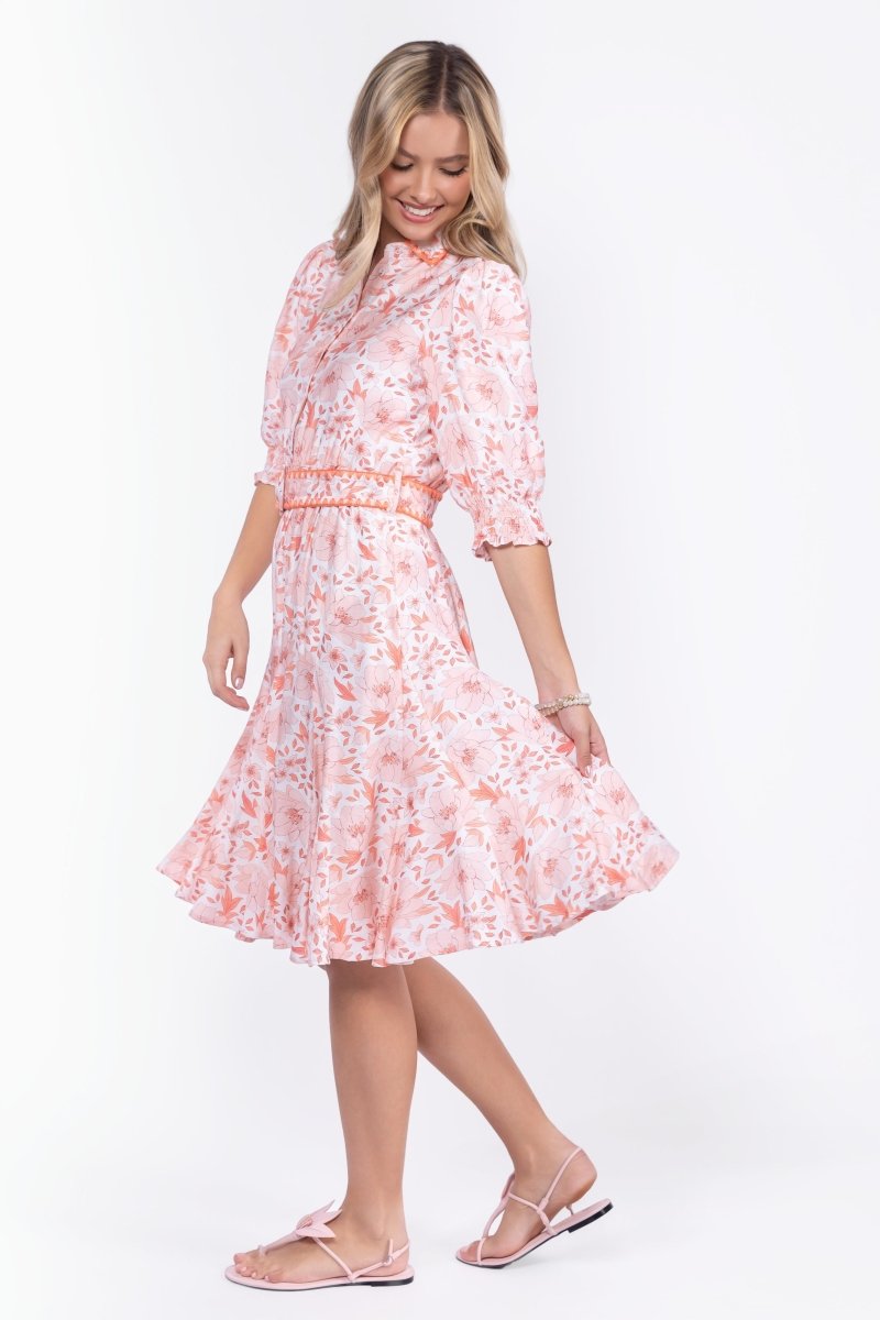 Analia Dress 41" (Peach Flower)