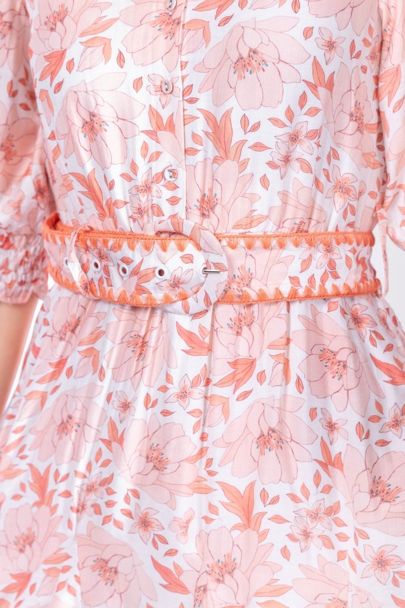 Analia Dress 41" (Peach Flower)