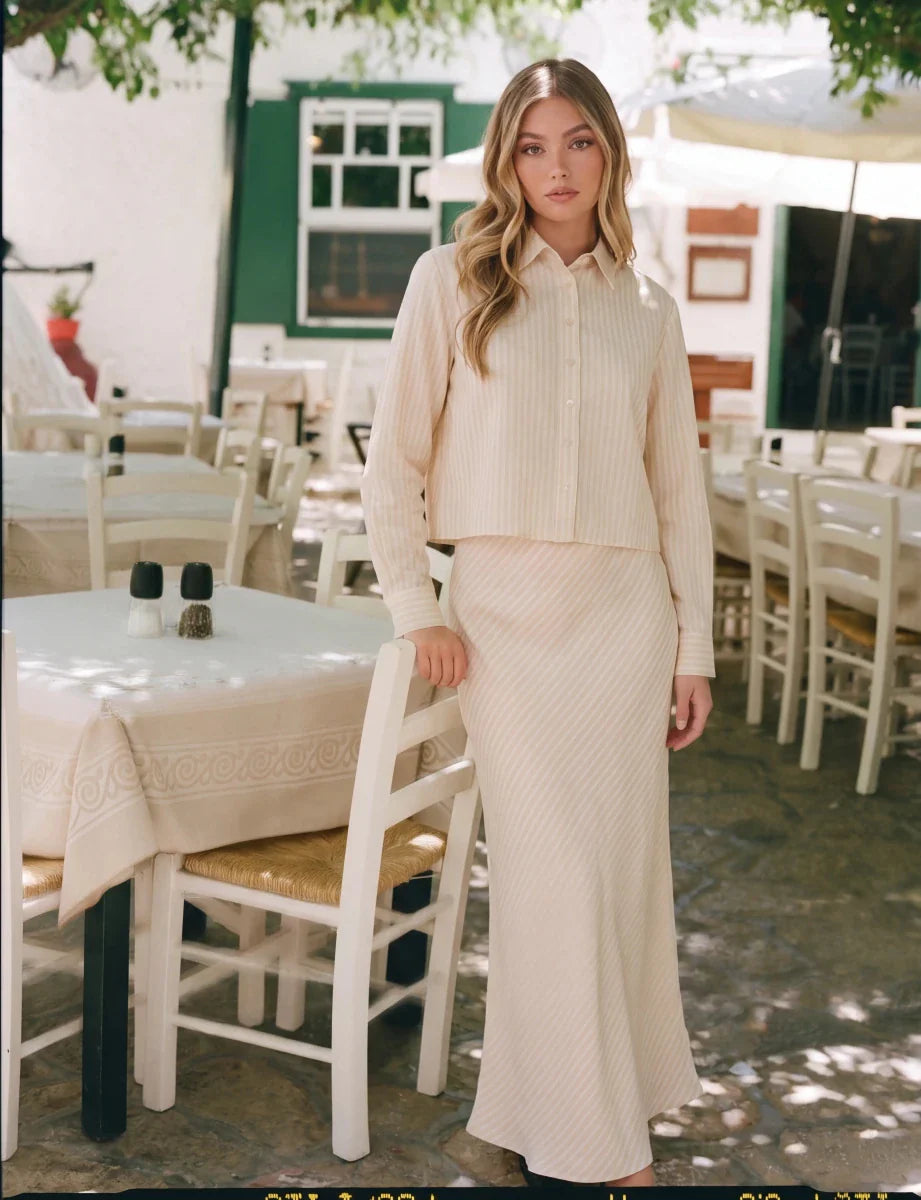 Anita Skirt (Khaki Stripe)