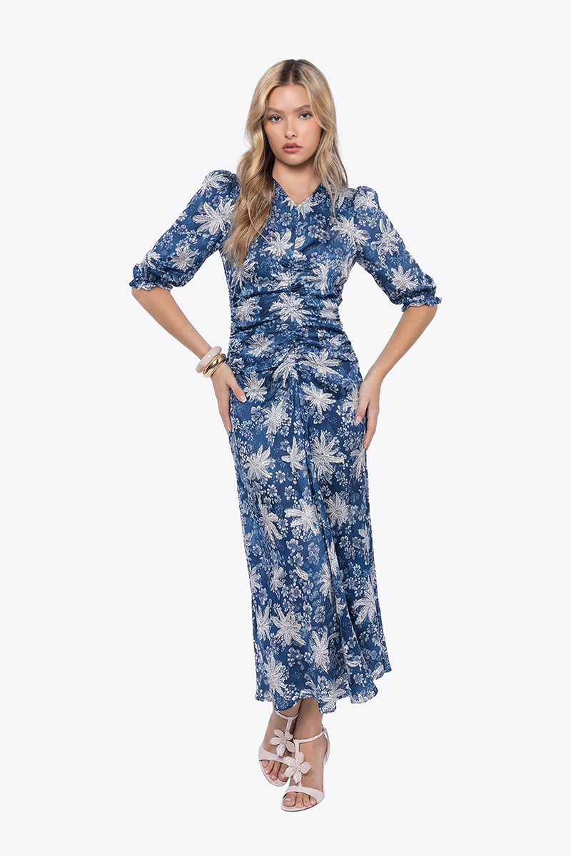 Audrey Dress Short Sleeve (Blue Flower)