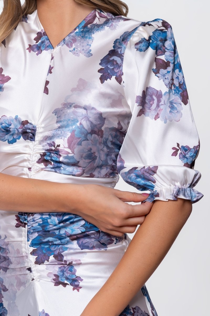 Audrey Dress Short Sleeve (Ivory Purple)