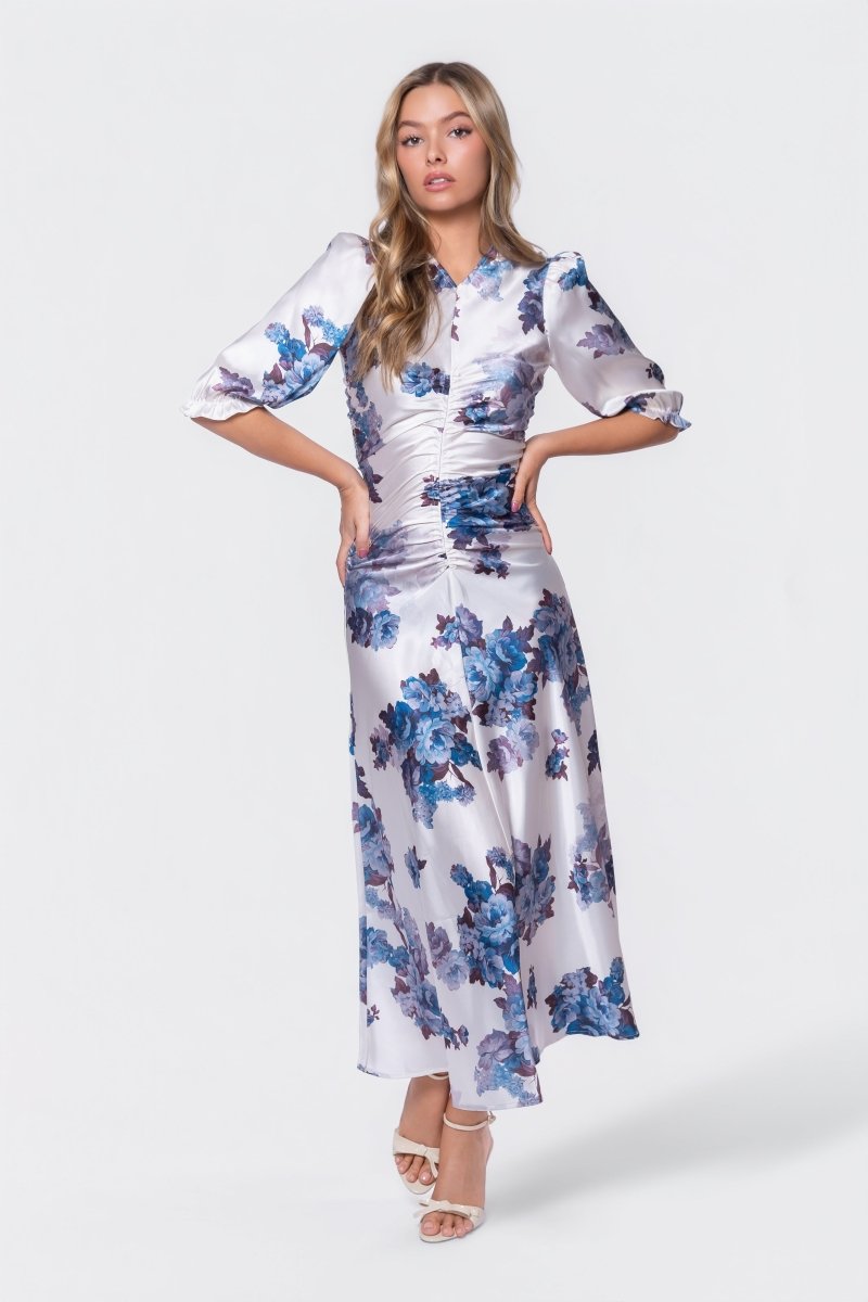 Audrey Dress Short Sleeve (Ivory Purple)