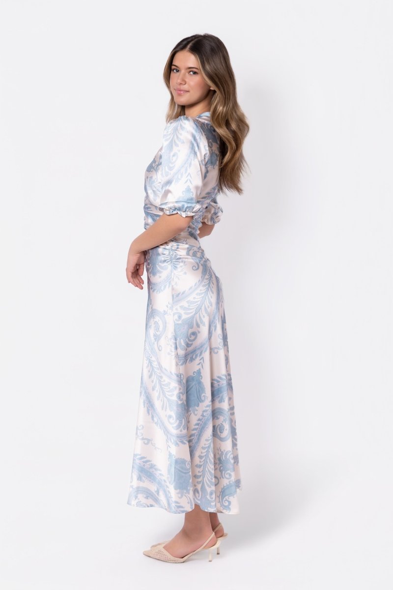 Audrey Dress Short Sleeve (Ivory/Blue)
