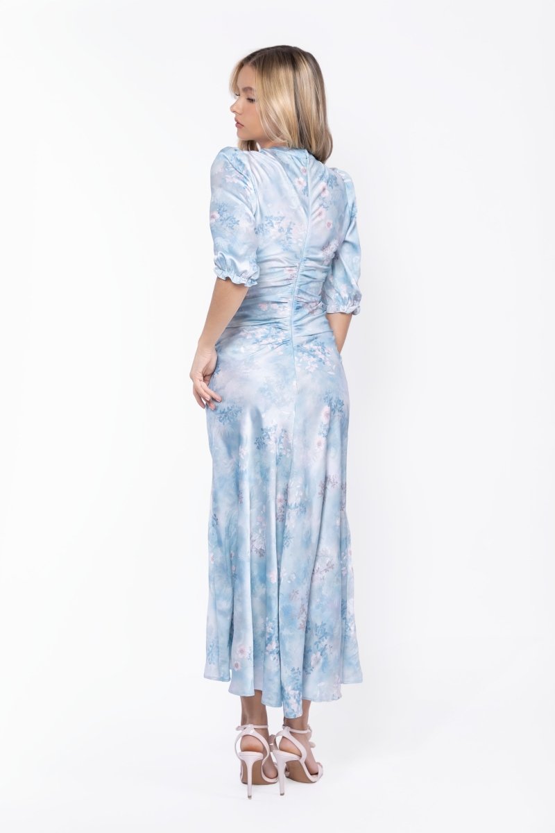 Audrey Dress Short Sleeve (Light Blue Flower)