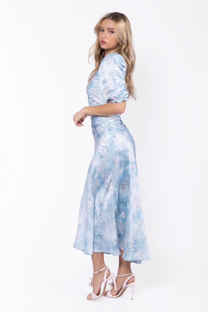 Audrey Dress Short Sleeve (Light Blue Flower)
