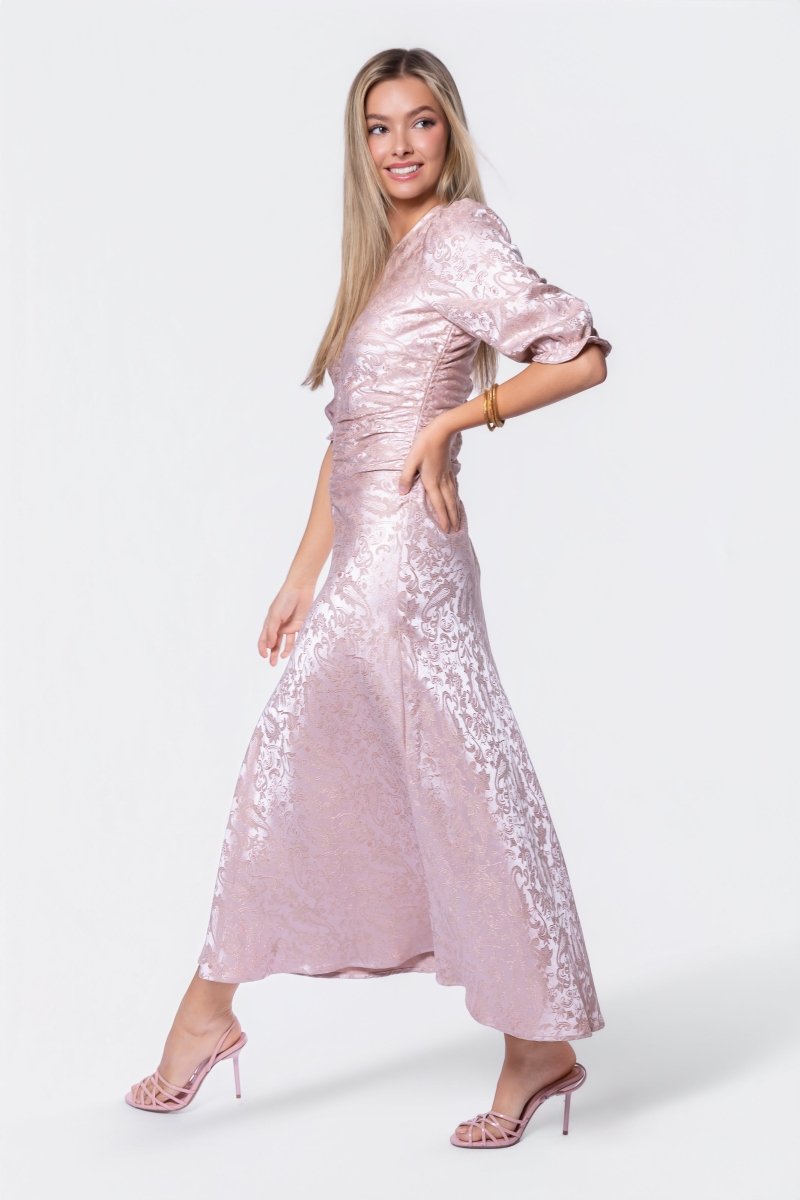 Audrey Dress Short Sleeve (Light Pink/Khaki)