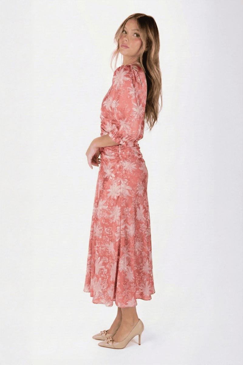 Audrey Dress Short Sleeve (Peach Flower)