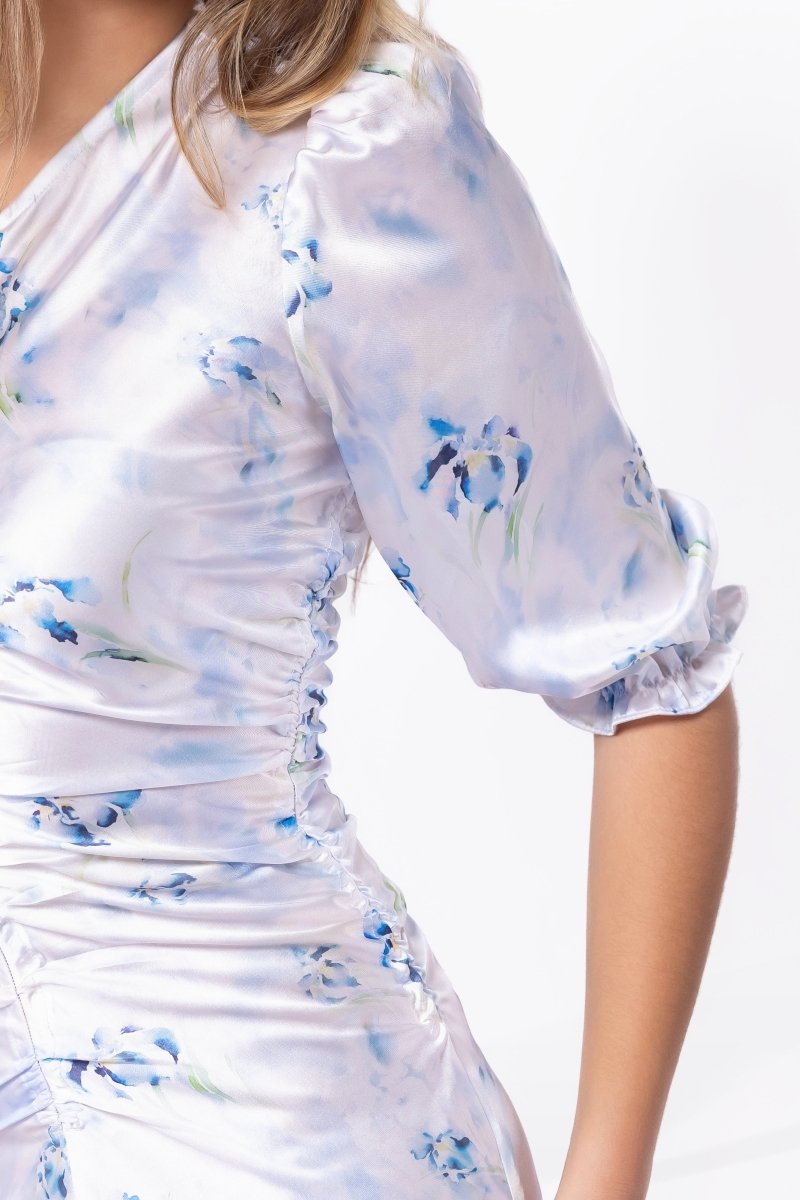 Audrey Dress Short Sleeve (White/Blue)
